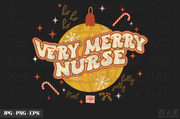 Cute Merry Nurse Retro Xmas Graphics