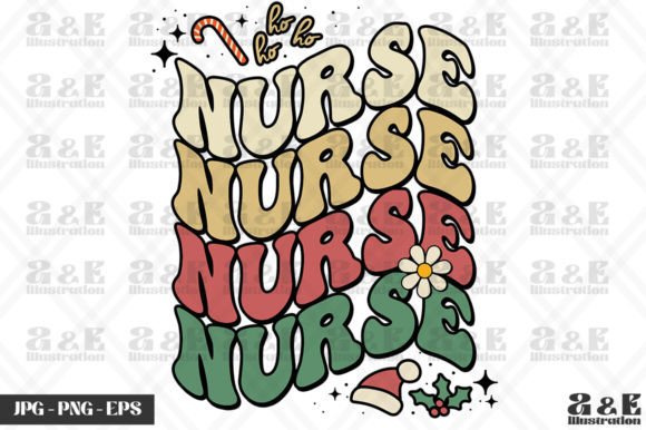 Groovy Nurse Retro Christmas Wavy Words Graphics